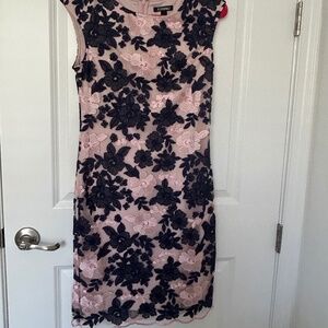 Roz and Ali lace dress. Navy lace over pink lining